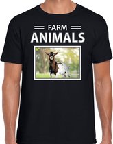 Dieren foto t-shirt Geit - zwart - heren - farm animals - cadeau shirt Geiten liefhebber L