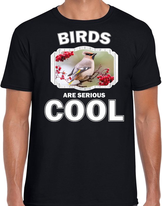 Dieren vogels t-shirt zwart heren - birds are serious cool shirt - cadeau t-shirt pestvogel/ vogels liefhebber XL