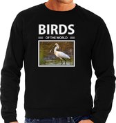 Dieren foto sweater lepelaar - zwart - heren - birds of the world - cadeau trui vogels liefhebber L