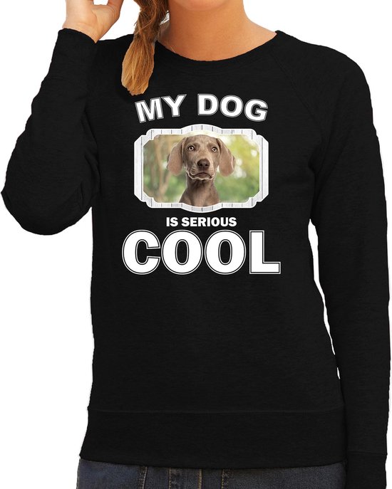 Weimaraner honden trui / sweater my dog is serious cool zwart - dames - Weimaraners liefhebber cadeau sweaters XXL