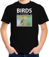 Dieren foto t-shirt IJsvogel - zwart - kinderen - birds of the world - cadeau shirt vogel liefhebber - kinderkleding / kleding 122/128