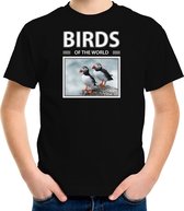 Dieren foto t-shirt Papegaaiduiker vogel - zwart - kinderen - birds of the world - cadeau shirt vogel liefhebber - kinderkleding / kleding 158/164