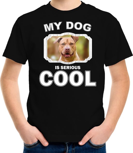 T-shirt pour chien Staffordshire Bull Terrier Mon chien est sérieux noir cool - Enfants - Chemise cadeau amant Staffordshire Bull Terriers L (146-152)