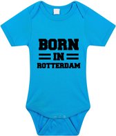 Born in Rotterdam tekst baby rompertje blauw jongens - Kraamcadeau - Rotterdam geboren cadeau 68
