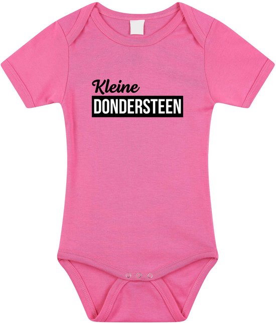 Foto: Kleine dondersteen tekst baby rompertje roze meisjes kraamcadeau babykleding 56