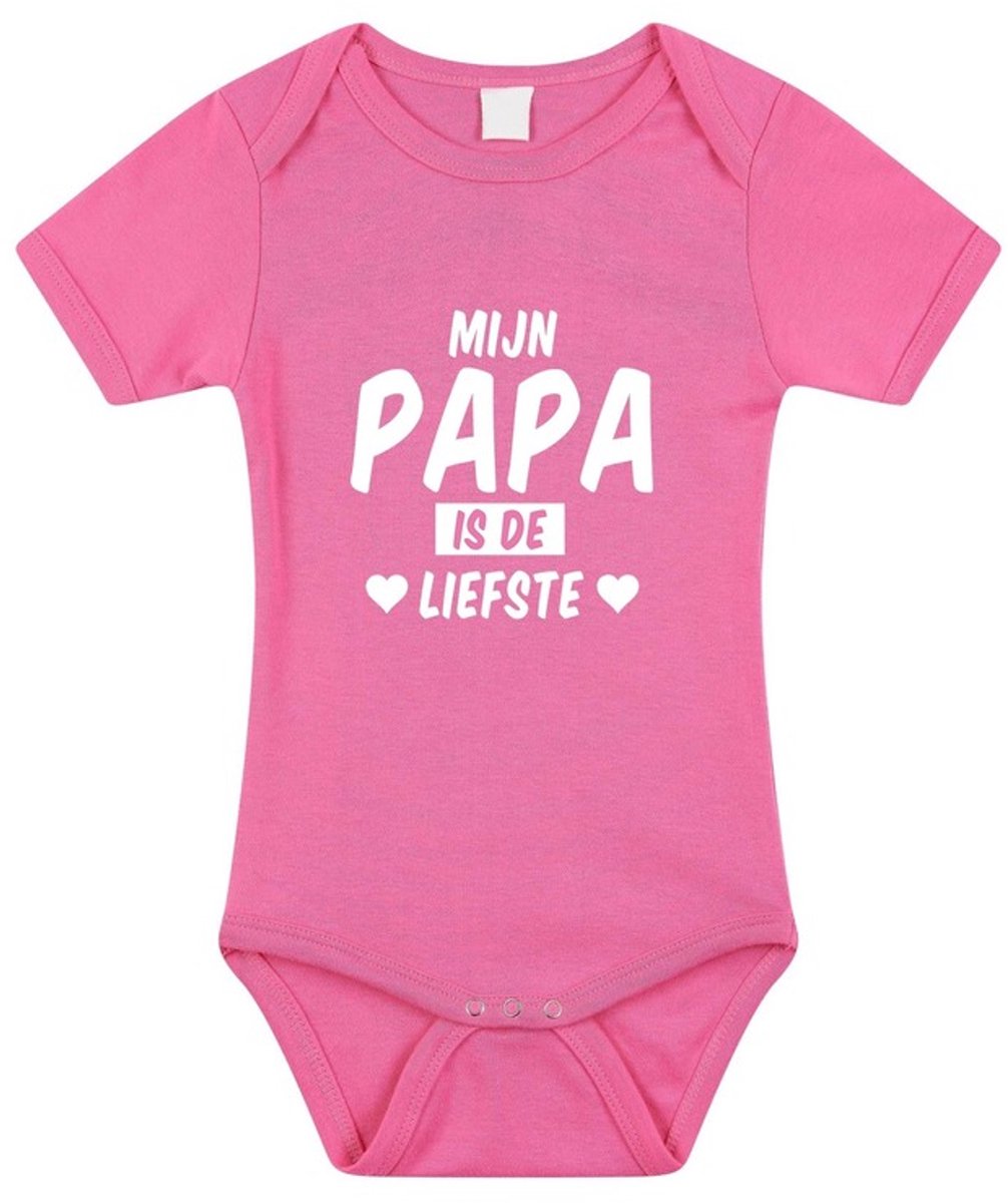 Mijn papa is de liefste tekst baby rompertje roze meisjes - Kraamcadeau - Babykleding 68