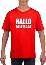 Hallo allemaal tekst rood t-shirt voor kinderen 110/116