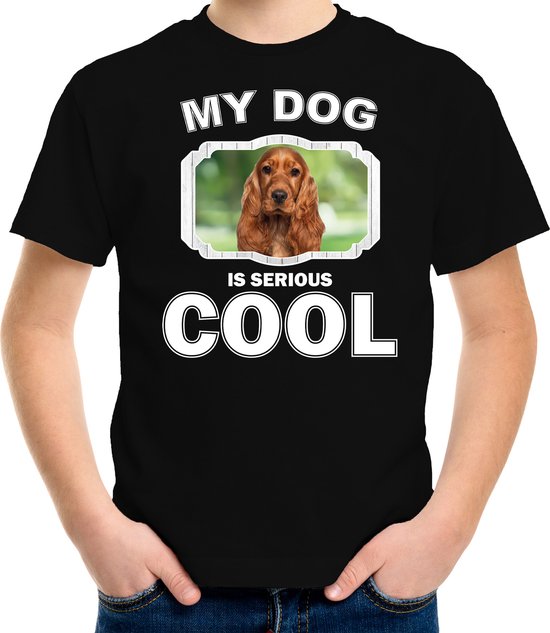 Spaniel honden t-shirt my dog is serious cool zwart - kinderen - Spaniels liefhebber cadeau shirt - kinderkleding / kleding 146/152