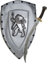 Krijgers/Ridders verkleed wapens set - schild 75 cm en een krom zwaard van 72 cm - Voor volwassenen