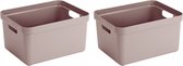 4x Roze opbergboxen/opbergdozen/opbergmanden kunststof - 13 liter - opbergen manden/dozen/bakken - opbergers