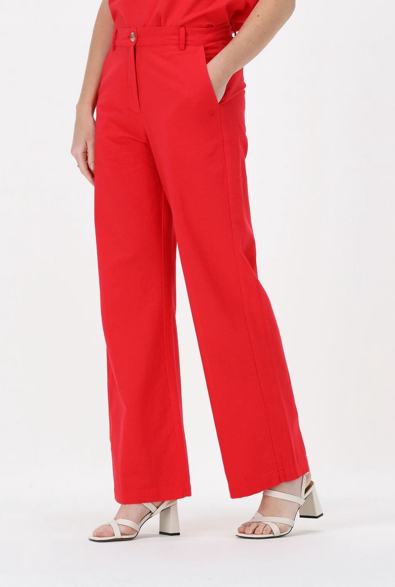 CC Heart Wide Linen Pants Broeken Dames - Rood - Maat 34