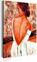 Schilderij - Debutante , Vrouw in Witte Jurk