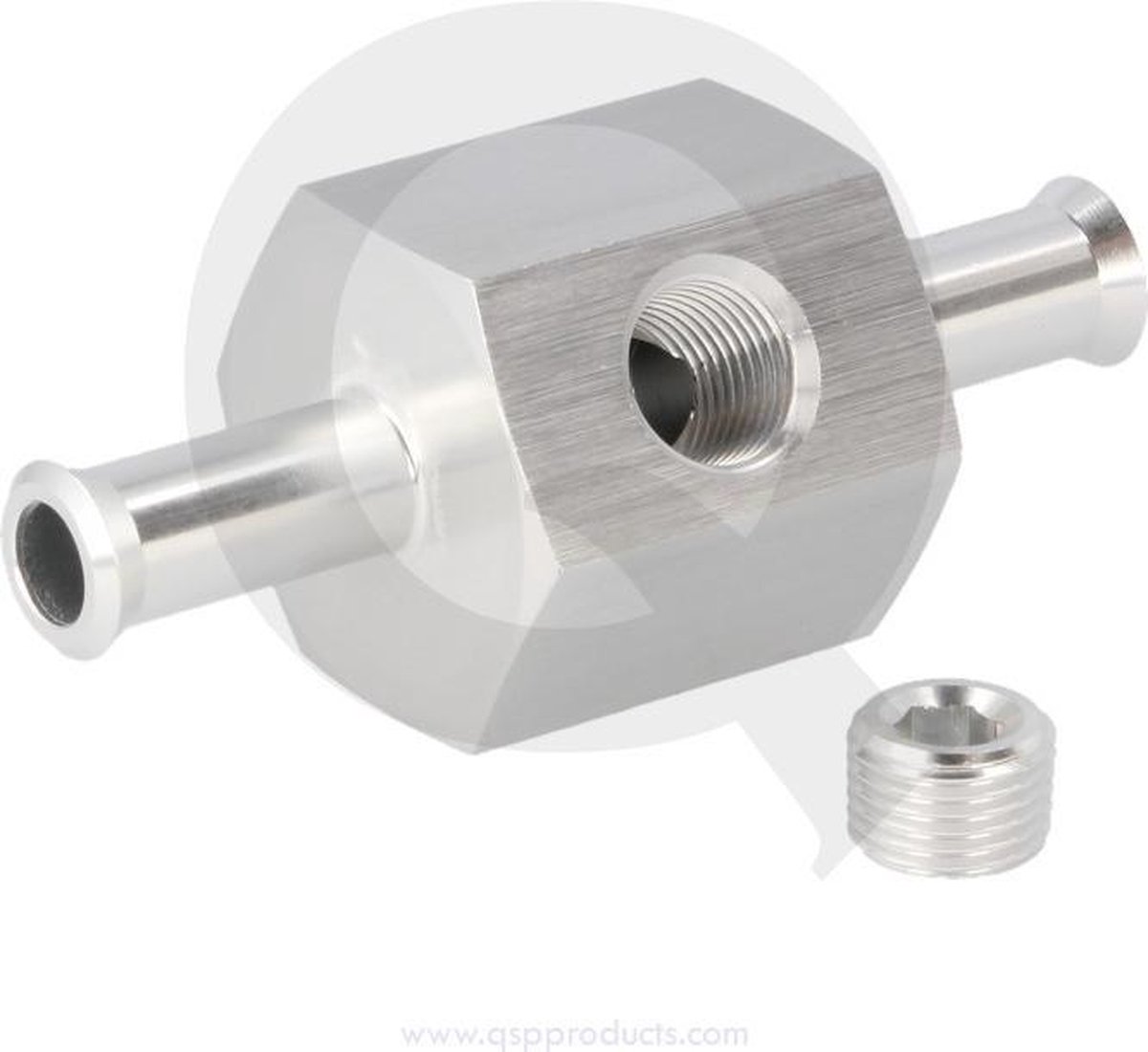 Brandstof druk aansluiting 8 mm zilver