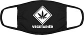 Vegetariër grappig mondkapje | cannabis | marihuana | wiet | gezichtsmasker | bescherming | bedrukt | logo | Zwart / Wit mondmasker van katoen, uitwasbaar & herbruikbaar. Geschikt voor OV