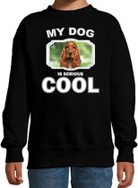 Spaniel honden trui / sweater my dog is serious cool zwart - kinderen - Spaniels liefhebber cadeau sweaters 3-4 jaar (98/104)