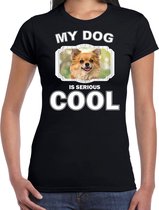 Chihuahua honden t-shirt my dog is serious cool zwart - dames - Chihuahuas liefhebber cadeau shirt 2XL