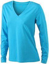 James and Nicholson Dames/dames Rekken V-hals langgevouwen Shirt (Turquoise)