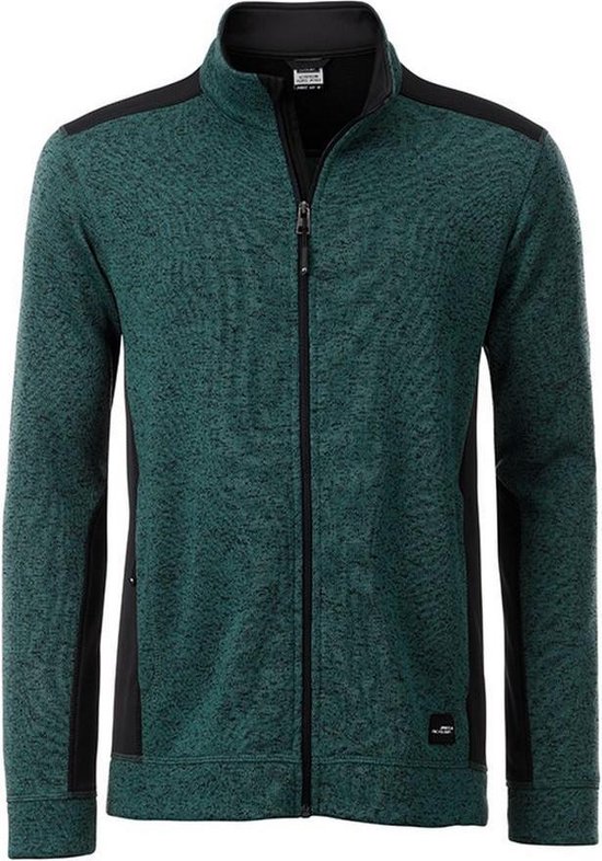 Veste polaire Vêtements de travail hommes James and Nicholson (vert foncé chiné / noir)
