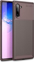 Carbon Fibre Hoesje TPU Flexibele beschermhoes - Geschikt voor:Samsung Galaxy Note 10 - brons