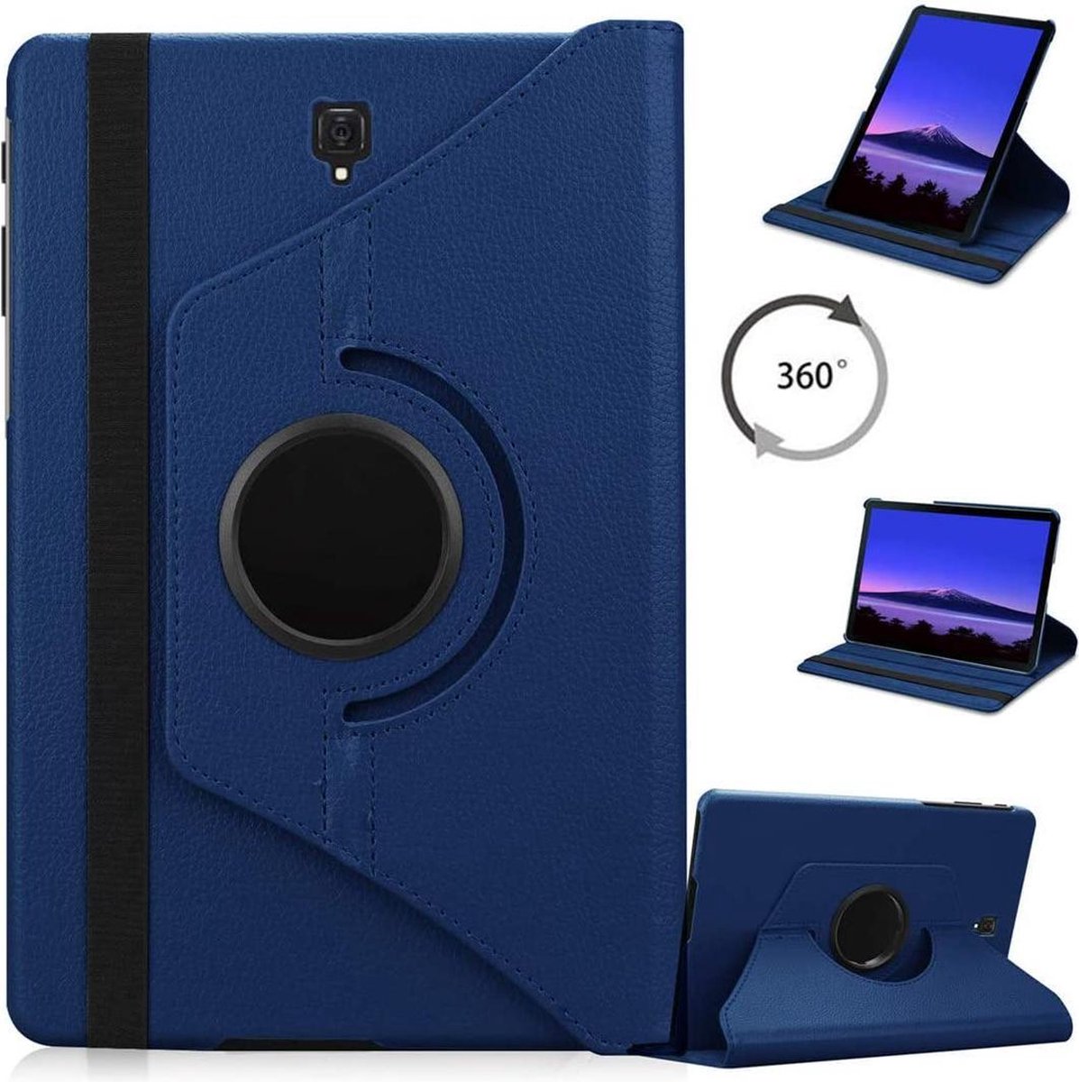Draaibaar Hoesje - Rotation Tabletcase - Multi stand Case Geschikt voor: Samsung Galaxy Tab A 10.1 inch T580 / T585 (2016 2018) - donker blauw