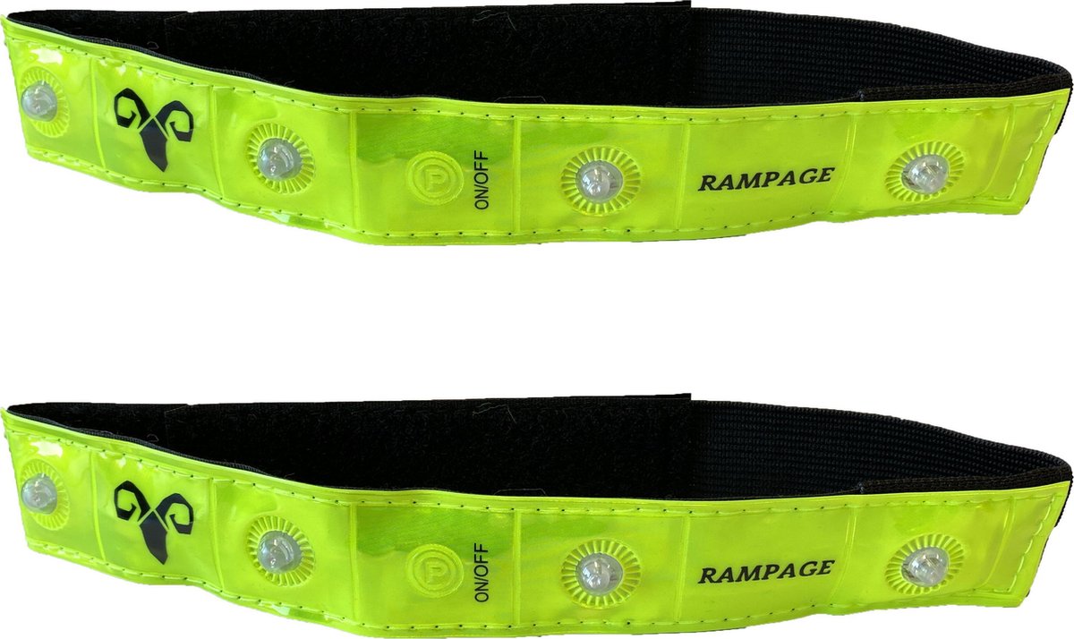Rampage Gym Essentials Veiligheidsband Led Hardlopen - Hardloopverlichting - 2 Stuks - Inclusief Batterij - Armband - Rood Led - Knipperend of Brandend - Veiligheid - Buiten sporten - Hardloop verlichting