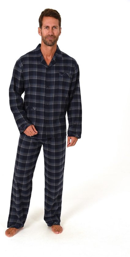 Heren pyjama Flanel 64290 - Blauw - 52 | bol.com