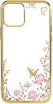 iPhone 12 mini - hoes, cover, case - TPU - Bloemen en vlinders goud