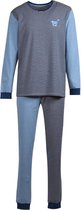 Woody pyjama jongens/heren - blauw-gebroken wit gestreept - kat - 202-1-PLD-Z/986 - maat 98