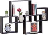 Relaxdays wandplank 4er set - boekenplank - wandboard - MDF - zwevend - hout - wandbox - zwart