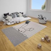 Kinderkamer vloerkleed Peeking bunny - crème/zwart 160x230 cm