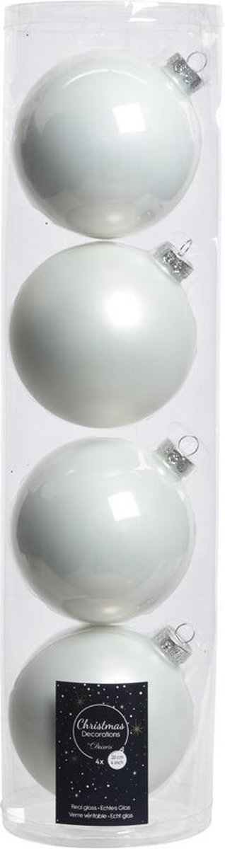 3 stuks 4 kerstballen winterwit emaille 100 mm