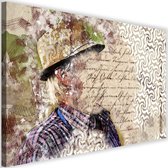 Schilderij Man met hoed , 2 maten , multikleur ( wanddecoratie )