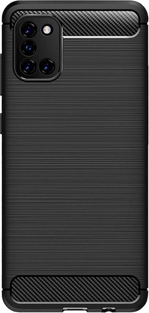 Shop4 - Samsung Galaxy A31 Hoesje - Zachte Back Case Brushed Carbon Zwart