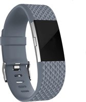 Fitbit Charge 2 diamant silicone band - grijs - Maat L