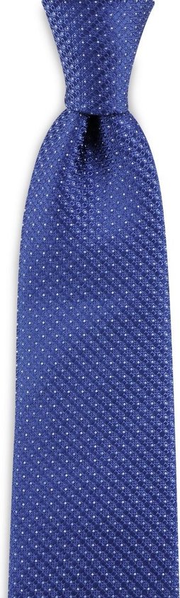 We Love Ties - XL Stropdas Blue Chip Stock - geweven zuiver zijde - kobaltblauw / wit