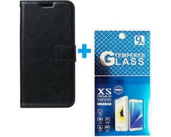 Portemonnee Book Case Hoesje + 2x Screenprotector Glas Geschikt voor: Huawei P Smart Z / Honor 9X -  zwart
