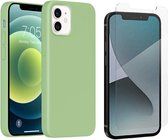 Hoesje Geschikt voor iPhone 12 Mini Hoesje - Soft Nano siliconen cover TPU backcover - Groen met 1x Screenprotector