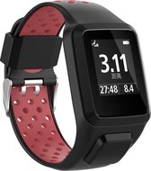 Runner / Spark / Adventure silicone dubbel gesp band - zwart rood - Geschikt voor Tomtom