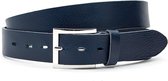 Dames riem donker blauw XXL 4 cm breed - Donker Blauw - XXXL - Echt Nerf leder - Taille: 90cm - Totale lengte riem: 105cm