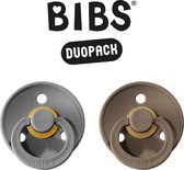 BIBS Fopspeen - Maat 2 (6-18 maanden) DUOPACK - Smoke & Dark Oak - BIBS tutjes - BIBS sucettes