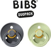 BIBS Fopspeen - Maat 2 (6-18 maanden) DUOPACK - Iron & Pistachio - BIBS tutjes - BIBS sucettes