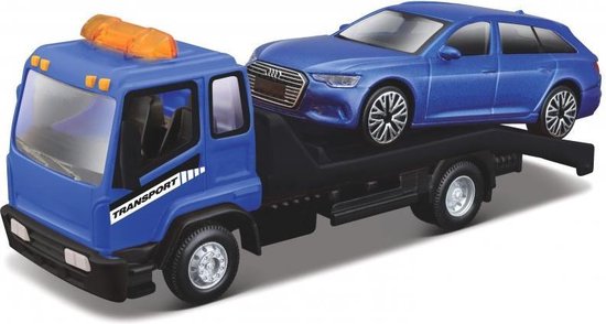 Tow Truck, Car Hauler + Audi A6 Avant 1:43 blauw