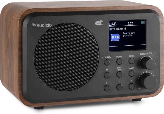 DAB radio met Bluetooth - Audizio Milan - DAB radio retro met accu en FM radio - Hout - Audizio
