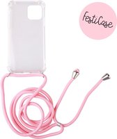 FESTICASE iPhone 11 Telefoonhoesje met koord (Roze) TPU Soft Case - Transparant