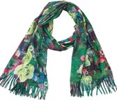 Dielay - Zachte Sjaal met Bloemen - 180x70 cm - Groen