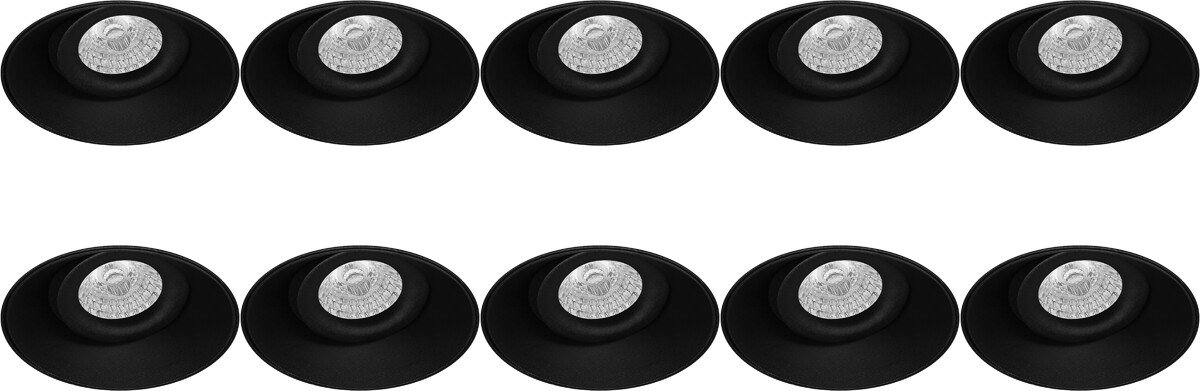 Spot Armatuur 10 Pack - Pragmi Nivas Pro - GU10 Inbouwspot - Rond - Zwart - Aluminium - Trimless - Kantelbaar - Ø150mm