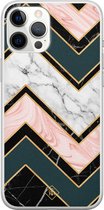 iPhone 12 Pro Max hoesje siliconen - Marmer triangles | Apple iPhone 12 Pro Max case | TPU backcover transparant