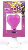fietstoeter Posthoorn hartjes 14 cm staal wit/roze