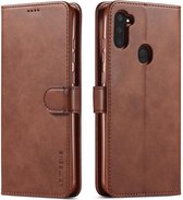 Luxe Book Case - Samsung Galaxy M11 / A11 Hoesje - Donkerbruin