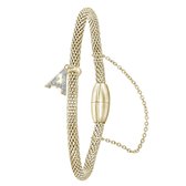Lucardi - Dames Armband mesh goldplated letter A met kristal - Staal - Armband - Cadeau - 19 cm - Goudkleurig